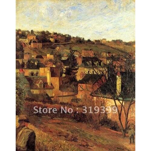 100% handmade Oil Painting Reproduction,Blue Roofs of Rouen by paul gauguin ,Free DHL Shipping,Museum quality