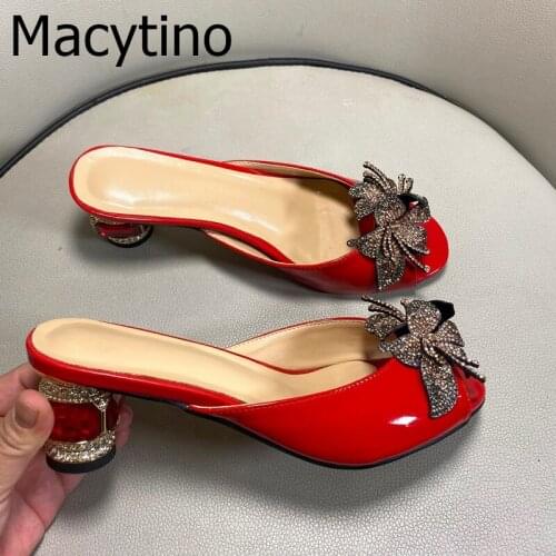 Sexy Bow Summer Sandals Slipper Women high heel Shoes Female Casual flower Outside Low Heel Slipper slides women shoes