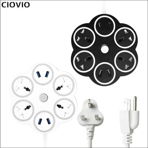 CIOVIO 4 Sockets Standard Plug Interface Extension US Plug Smart Home Electronic Power Strip Socket Fast Charging 4 USB EU UK