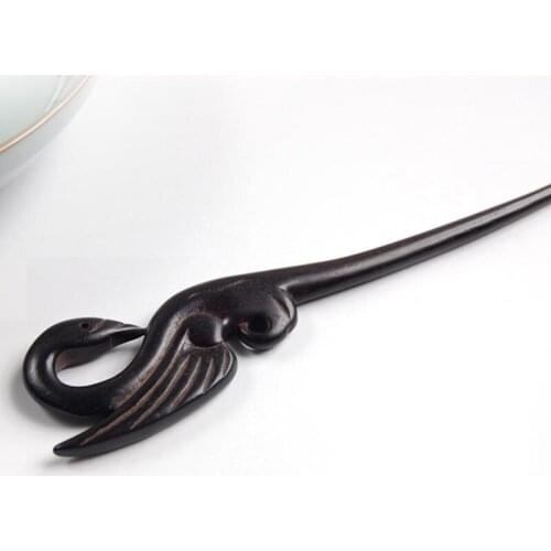 Handmade Carved Lucky Goose Pattern Hairpins Clips Ebony Hair Clasp Forks Sticks Women Girls Updo Hair Styling Accessories