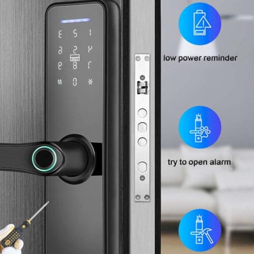 Smart Wifi Electronic Door Lock Fingerprint Password IC Card Mechanical Keys Unlock Anti Theft Lock for Tuya
