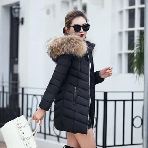 2021 winter new women cotton jacket women long section slim cotton jacket large fur collar down cotton coat women W616