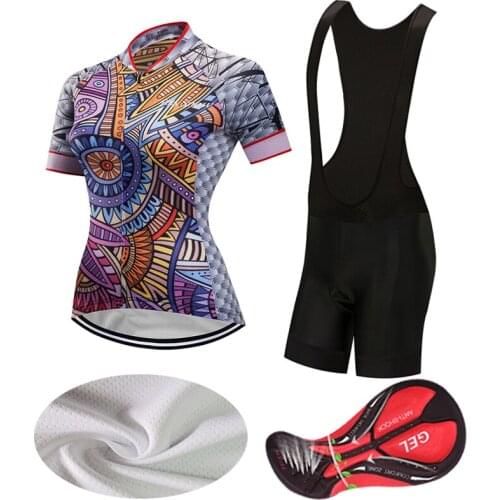 Women Summer Lycra Cycling Clothing BIB Gel Shorts 2021 Fashion Road Bike Jersey Set MTB Suit Female Bicycle Clothes Uniform Kit