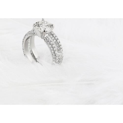 2.00Ct carat 8mm Round Brilliant Cut DEF Moissanite Full Eternity Engagement Wedding Ring Genuine 14K 585 White Gold For Women