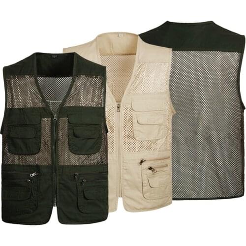 Vest Work Sleeveless Jacket Large Size 2021 Mesh Quick-Drying Vests Male with Many Pockets Mens Breathable Multi-Pocket Fishing