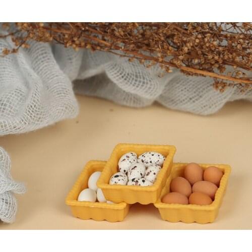 1:12 Dollhouse Miniature Mini Egg with Tray Kitchen Accessories Model Toys 1Set (6*egg with Tray)