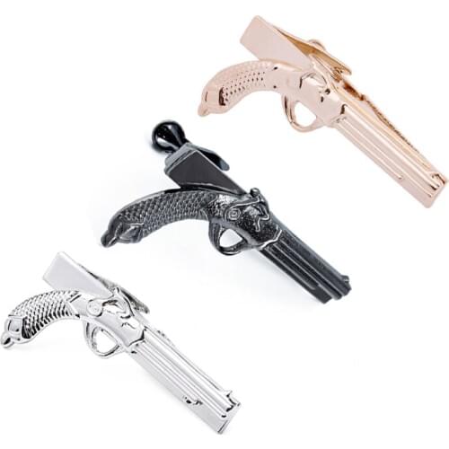 1.9 inch Rose Gold Gun / Pistol Casual Trendy Type Tie Tack Clip Bars For Men