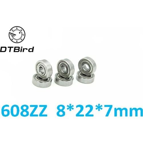 10pcs Double Shielded Miniature High-carbon Steel Single Row 608ZZ ABEC-5 Deep Groove Ball Bearing 8*22*7 8x22x7 MM 608 ZZ