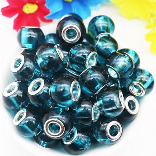 10Pcs Lot Wholesale 16mm Big Glass European Beads Charms Fit Pandora Bracelet Chain Cord Pendant Necklace for Adults Jewelry Kit