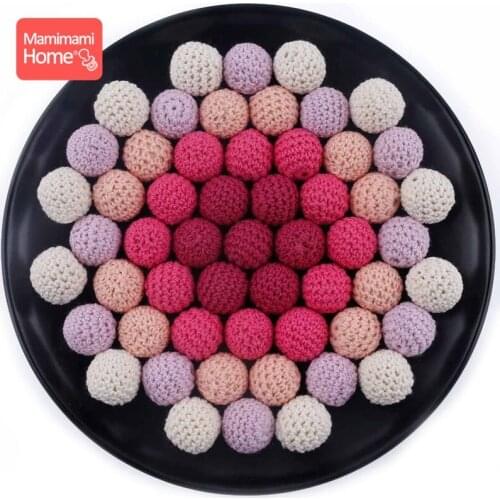 Mamihome 100pc 20mm Wooden Crochet Beads Baby Teether Knitting Beads Diy For Bracelet Necklace Nurse Gifts ChildrenS Goods Toys