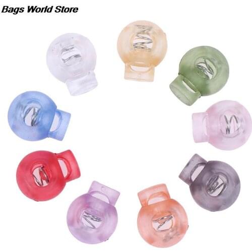 20Pcs Toggle Clip Colorful Ball Cord Lock Round Ball Stopper Transparent Frost Shoe Lace Outdoor Backpack Bag Parts Mixed Colors