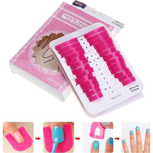 26pcs Nail Forms 10 Sizes Clips for Nails Margin Curve Nail Polish Anti-overflow Give a French Manicure Sticker
