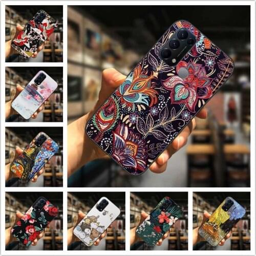 Painted Case for OPPO Reno 5A 3A Cover Emboss Silicone Relief 3D Soft Fundas for OPPO Find X3 Lite Neo Pro Capas Flower Reno5 A