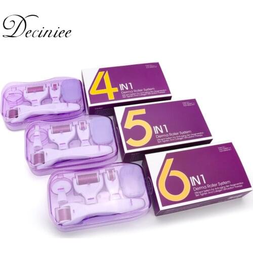 6 in 1 Microneedle Derma Roller Kit for Face and Body 300/720/1200 Titanium Dermaroller Micro Needle Facial Roller Skin Care