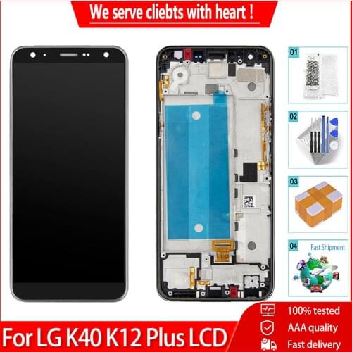 5.7" Original For LG K40 K12 Plus LCD Display Touch Screen Digitizer Assembly with Frame Replacement Parts For LG X4 2019 LCD