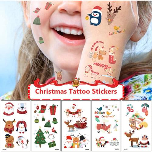 1Pcs Cartoon Christmas Temporary Tattoo Stickers Ghost Santa Claus Children Tattoo For Kid Winter Elements Waterproof Tattoo
