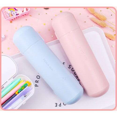 53CC Multi Functional Waterproof Pencil Case PP Plastic Frosted Macaron Color Desktop Storage Box Pen Organizer Cosmetic