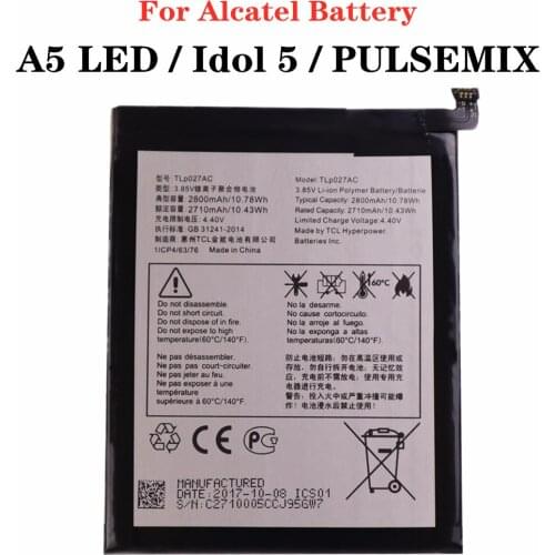 For Alcatel A5 LED / Idol 5 / PULSEMIX 5085D 5085Y 6085D OT5085C TLP027AC TLP027AJ 2800mAh High Capacity Mobile Phone Battery