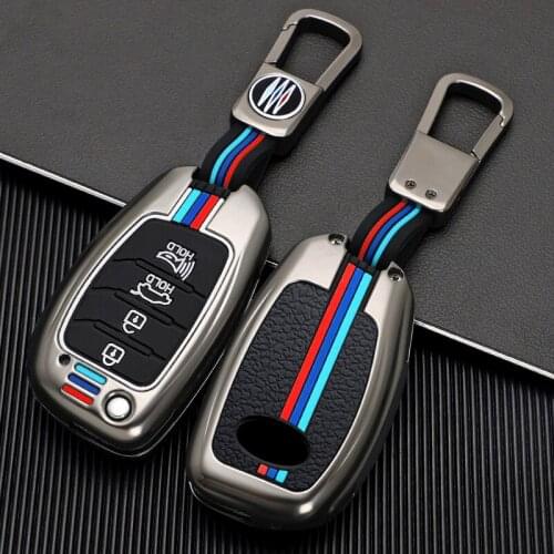 Zinc Alloy Car Key Fob Cover Case Set Keychain For Hyundai Tucson Creta ix25 i10 i20 i30 Verna Mistra Elantra Key Pouch