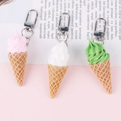 2PCS Summer Creative Cylinder Ice Cream Key Chain Cute Pendant Resin Cream Bag Pendant KeyChain Car KeyRing Gift Jewelry