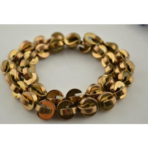 Rose Gold Color Hematite 3x11mm Notched Coin Shape Interlocking Beads For DIY Loose Beads 5Strands/lot Free Shipping