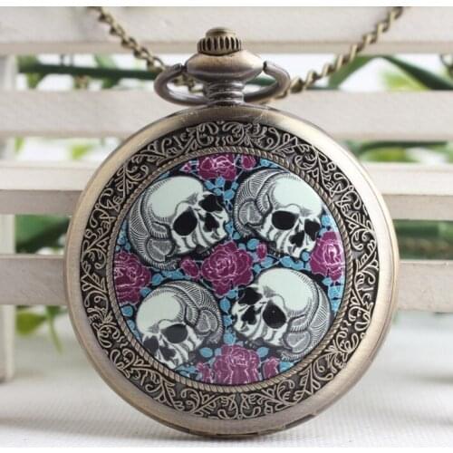 Hot Fashion Young People Punk SKull Pendant Watch Skull Accessory Pocket Watch High Quality Gothic Quartz Watches Gift
