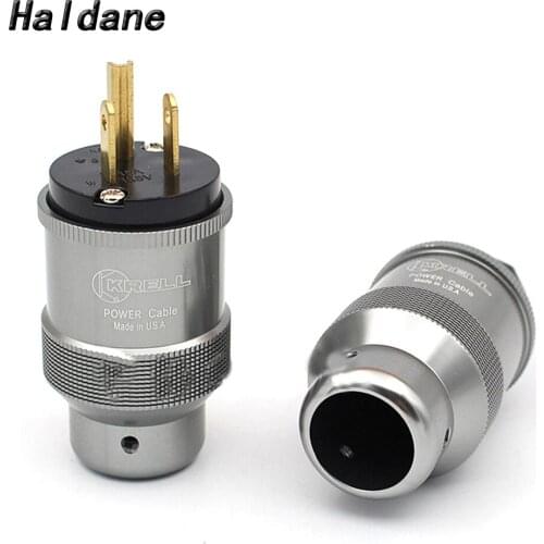 Haldane Pair HIFI KREL Gold Plated US AC Power Plug Hi-EndAudio Grade Copper US Plug IEC for DIY Power Cord Cable