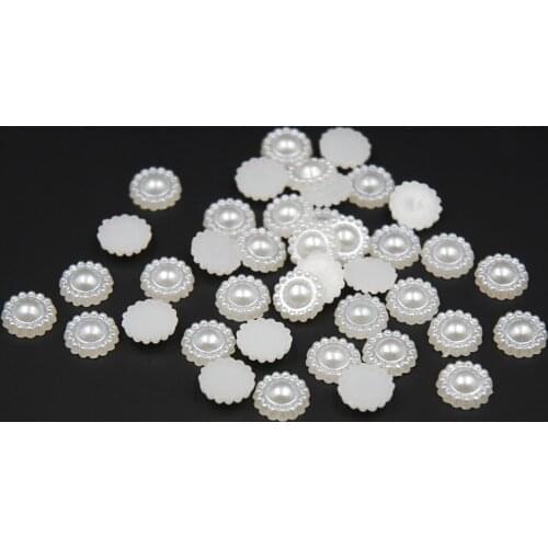 10MM The Shape Of Sun Flower Bridal Decoration Half Round Imitation Pearls ABS Resin For DIY Handmade Clothing Decoration 100pcs