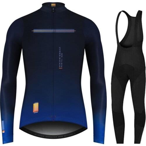 Spain Pro Team Long Sleeve Cycling Jersey Set Bib Pants Ropa Ciclismo Bicycle Clothing MTB Bike Jersey Uniform Men Clothes