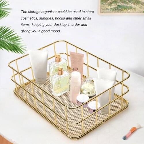 S L Size Storage Basket Golden Iron Storage Basket Multifunctional Wire Mesh Desktop Storage Organizer for Home Wicker Supplies
