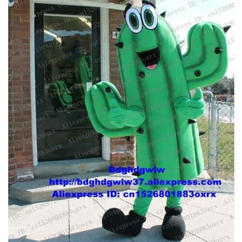 Green Cactus Cacti Cereus Cactaceae Mascot Costume Adult Cartoon Character Outfit Suit Photo Session All Saints Day zx2464
