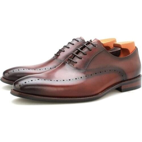 Fashion Black / Deep Brown Oxfords Business Dress Shoes Genuine Leather Oxfords Mens Work Shoes