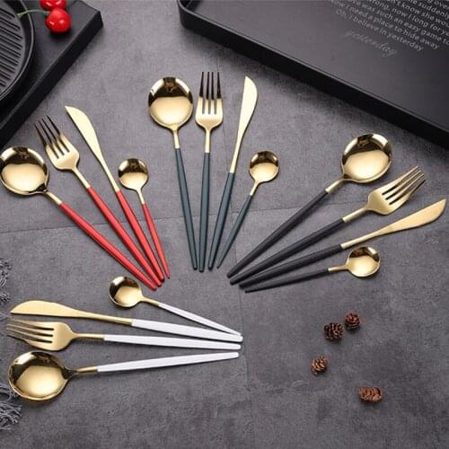 Portugal Dinnerware Set Stainless Steel Cutlery Set Steak Knife Coffee Tea Spoon Fork Porcelain Dinner Set for Restaurant Hotel