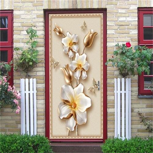 3D View Door Sticker Self Stick PVC Waterproof Removable Wallpaper On The Doors Home Design Room Decor Wall Decals deursticker