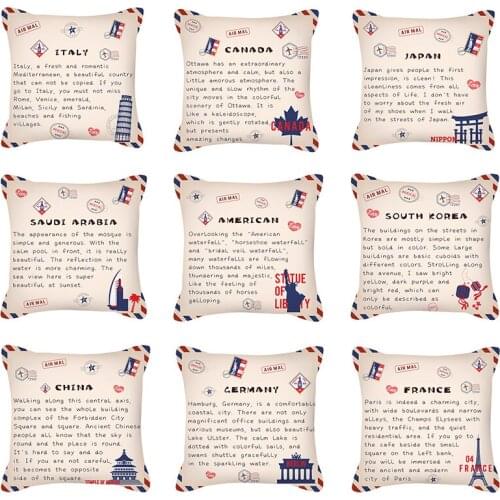Pillowcases Nations Profile Letters Cushion Cover Print Peachskin White Decorative Throw Pillow Covers Modern Home Decor 45*45cm