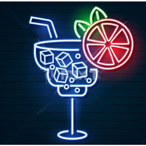 Neon Sign cocktail ice block lemo Neon light Wall Sign Beer Bar Advertise Hotel Advertise Lamp Recreational Handcraft glass TUBE