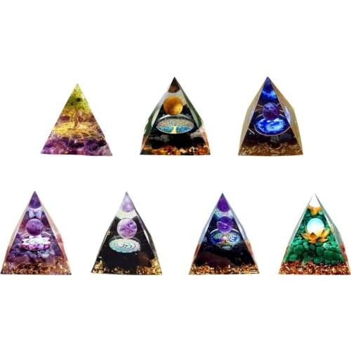 Resin Pyramid Crafts Jewelry Ogan Crystal Energy Tower Natural White Crystal Obsidian Expel Evil Healing Reiki Chakra Multiplier