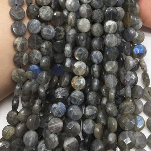 Natural Rainbow Blue Flash Labradorite Coin Faceted Beads For Jewelry Making DIY Accessorries Beads For Men Women Bracelet