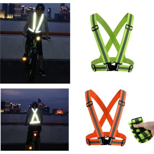 Reflective Vest Adjustable Elastic Waist Belt Safety Vest Wristband On For Outdoor Sports Night Running Jogging Walking