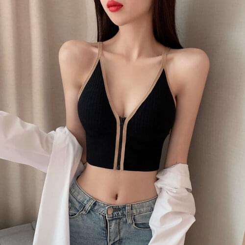 Zipper design Sexy Crop Tops Women 2021 Summer Camis Backless Camisole Fashion Casual Tube Top Female Tank womens tops