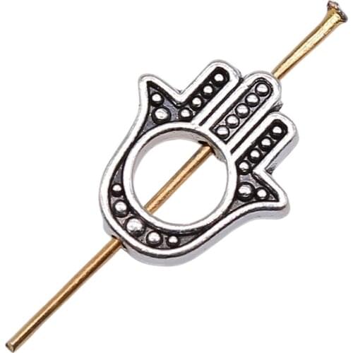 WYSIWYG 10pcs Perforated Palm Small Hole Beads Antique Gold Color DIY Jewelry Making Accessories 13x15mm