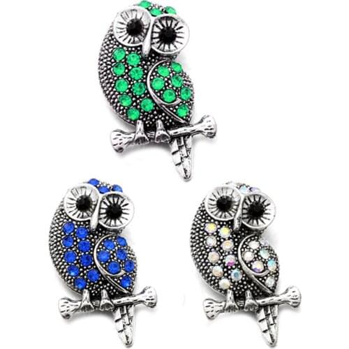 XH2069 18mm OWL LOVE Metal Snap button jewelry