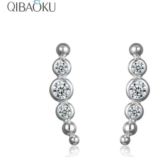 S925 Sterling Silver Stud Earrings Round Circle Zircon Earrings Dainty Wedding Ear Jewelry Gift for Women