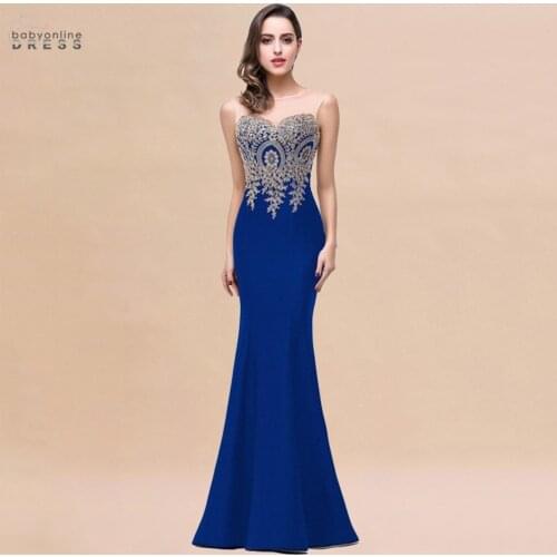 Robe Demoiselle D'honneur Elegant Appliques Lace Royal Blue Bridesmaid Dresses Cheap Wedding Party Dress Robe de Soiree