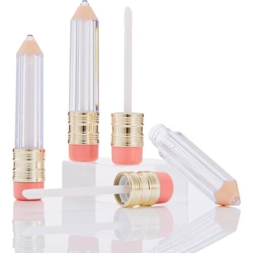10PC Pencil Shape Cute Empty Lip Gloss Tube Clear Lip Balm Tube Lipstick Bottle Cosmetic Container Women Lipgloss Packing Bottle