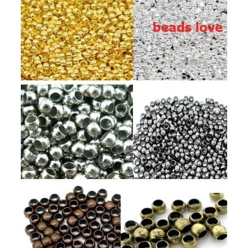 2000Pcs/lot )2mm Dia Pick 6 Colors Jewelry Findings Smooth Ball Crimps Beads (w02934)Free Shipping