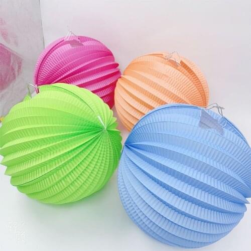 23cm Pleated Accordion Paper Lanterns Watermelon Lantern for Wedding Decoration Baby Showers Home Event Decor