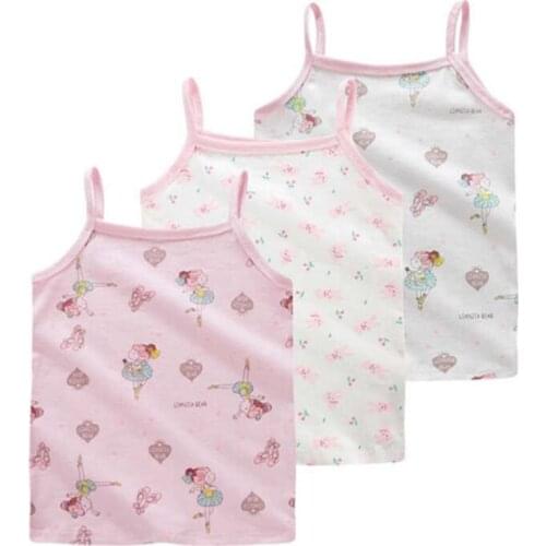 3pcs/Lot Summer Baby Undershirt Singlet Girls Shirts For Children Cartoon Cotton T-shirt Tops Underwear Kids Tanks S53-3