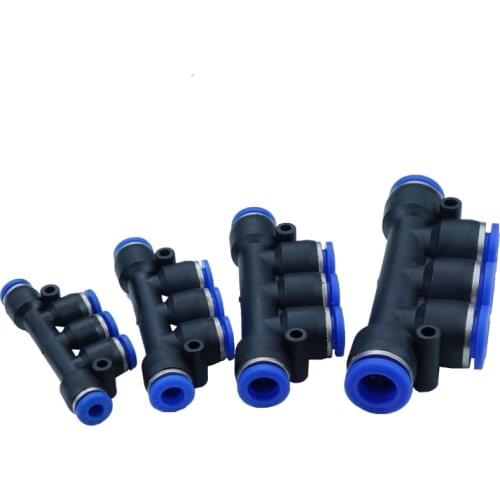 4,6,8,10 12 mm OD Pneumatic Air Push In Quick Fitting 5 Way Manifold Connector