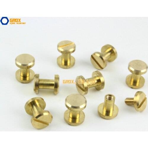 40 Pieces 8*6mm Leather Craft Belt Wallet Solid Brass Nail Rivet Chicago Screw Flat Head